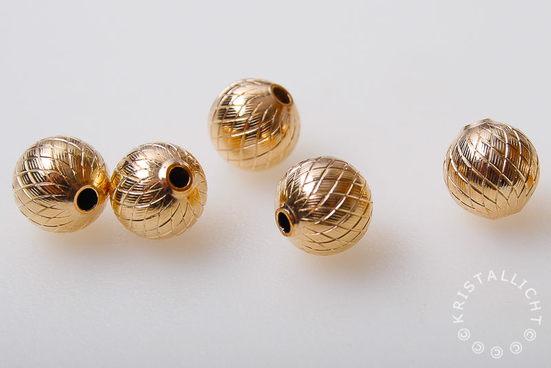 Gold Filled 14/20 - kraal - rond - patroon ruit - 8 mm. - 1 st.