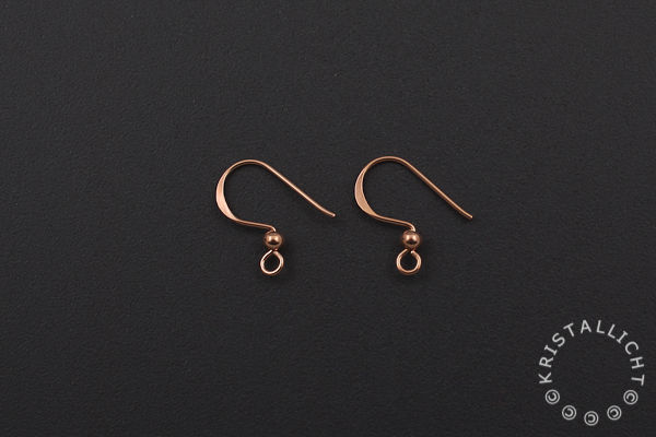 sterling zilver rose verguld (1 micron) oorhaken met bolletje -16 mm - 1 paar