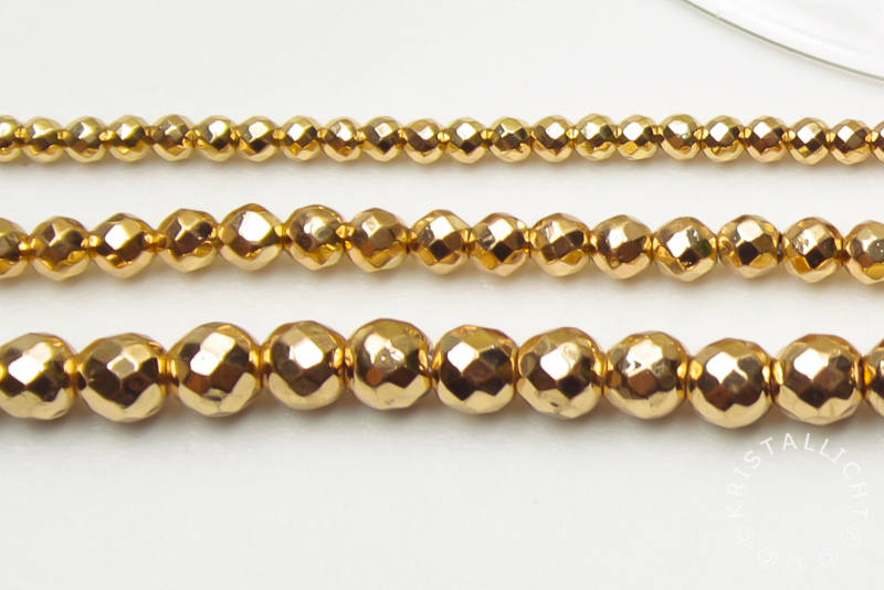 hematiet - light gold plated - rond - div afm - streng