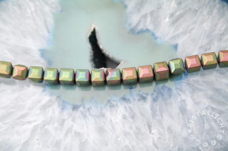 hematiet - multicolor - kubus 6 mm - 1 streng