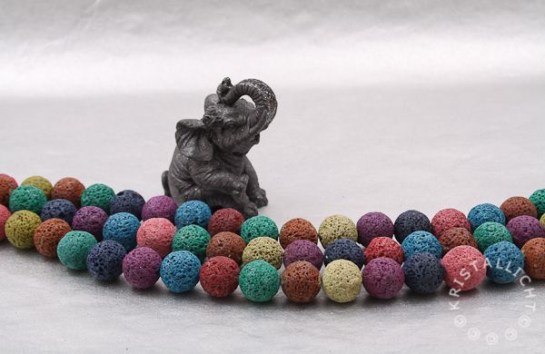 lava, multi color - rond 14 mm - 1 streng