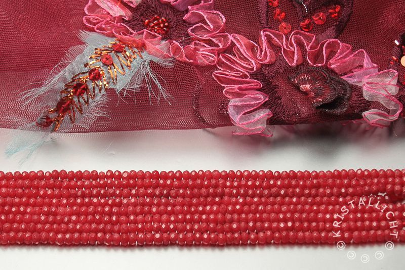 jade - crimson rood - rondell facet - 4 mm - streng