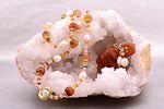 collier Kristallicht sieraden half edelstenen set carneool parels